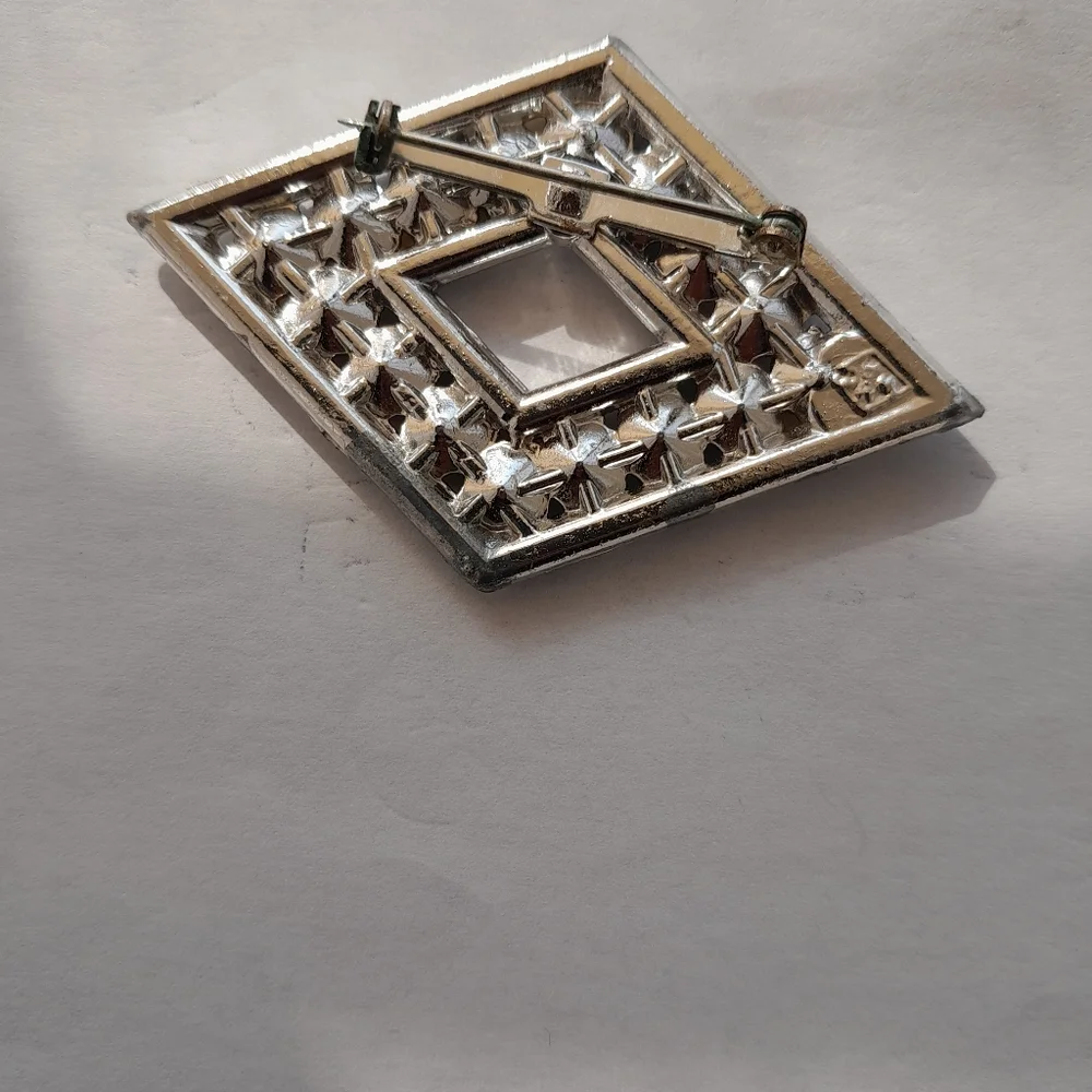 Silver Tone Geometric Vintage Brooch